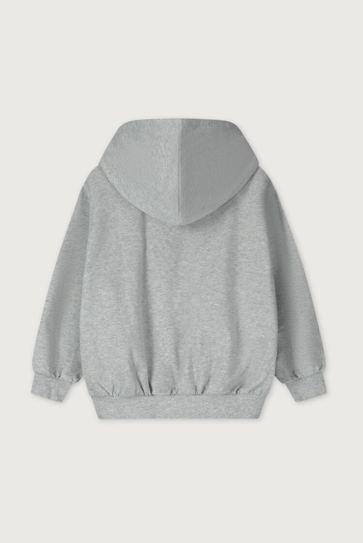 Gray Label Hooded Cardigan w/ Zip GOTS - Gray Melange