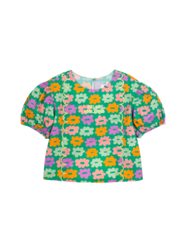 jelly mallow Flower Seersucker Blouse
