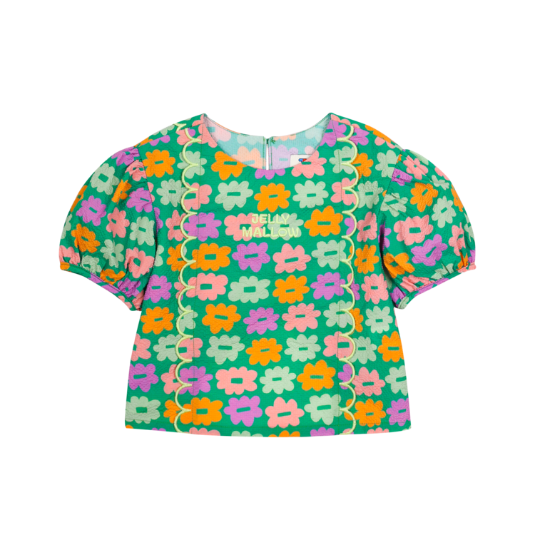 jelly mallow Flower Seersucker Blouse