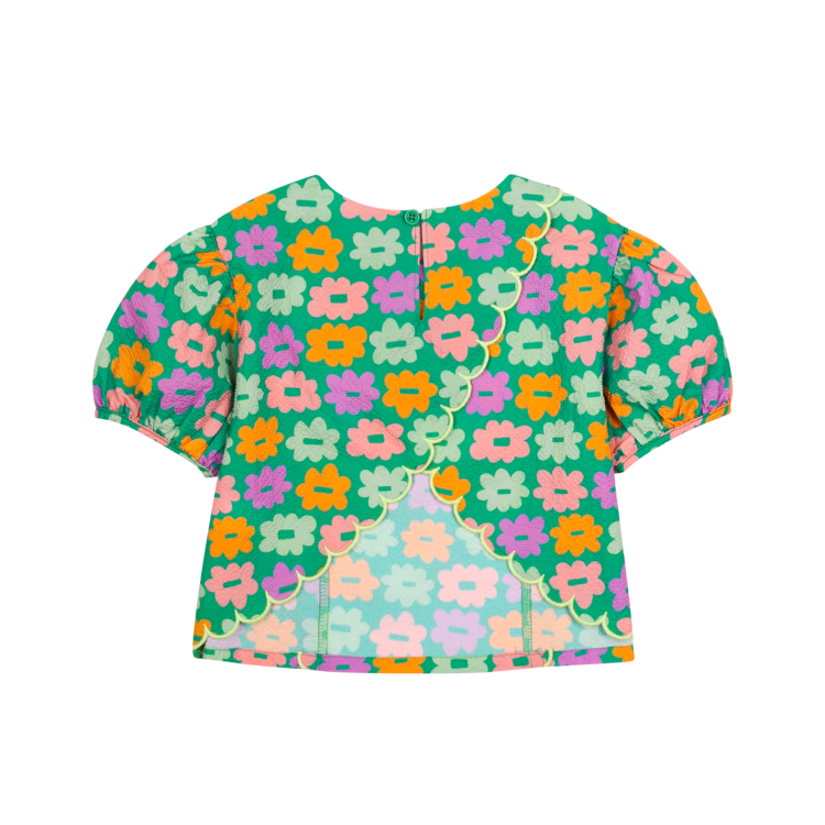 jelly mallow Flower Seersucker Blouse