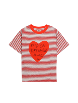 jelly mallow Heartchain Stripe T-shirt_RED