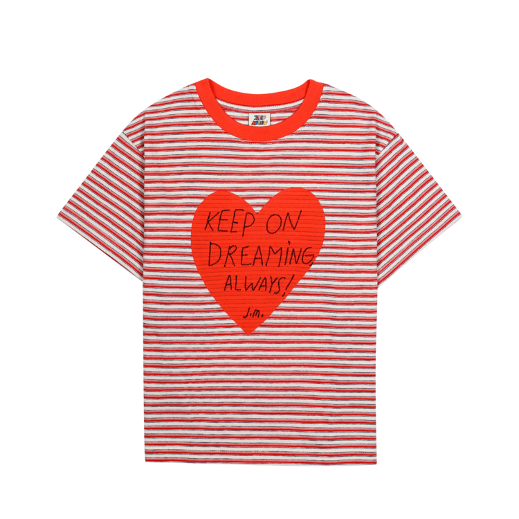 jelly mallow Heartchain Stripe T-shirt_RED