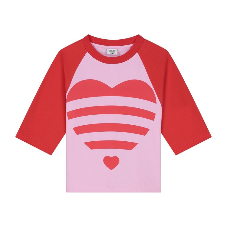 Call me Frankie STRIPED HEART CROPPED T-SHIRT
