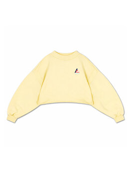 Repose AMS crop heart sweater- soft butter yellow