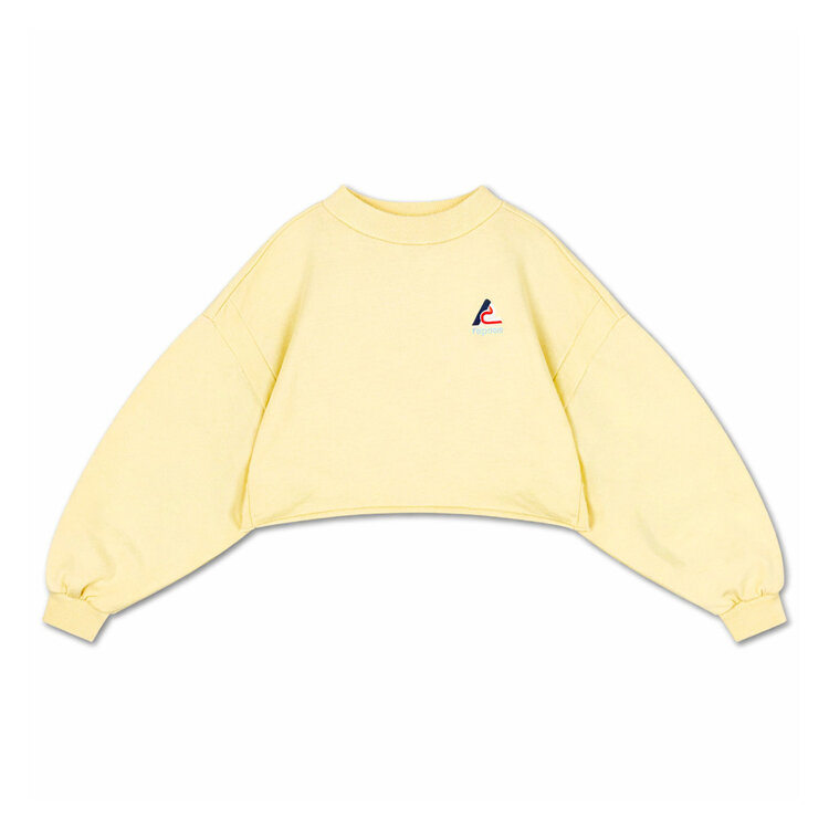 Repose AMS crop heart sweater- soft butter yellow