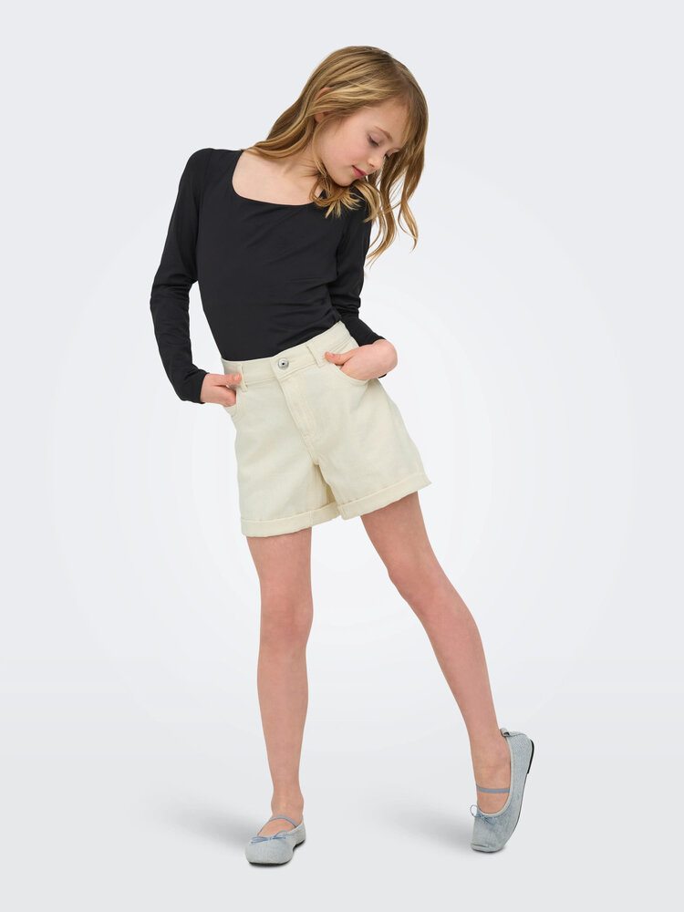 Only KOGVEGA REG MOM SHORTS DNM - Ecru
