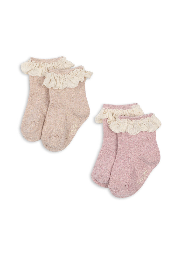 Konges Slojd 2 PACK GLITTER FRILL SOCKS