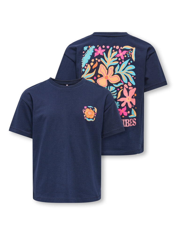 Only KOGHELENA LIFE S/S RLX TEE - Navy  Flower