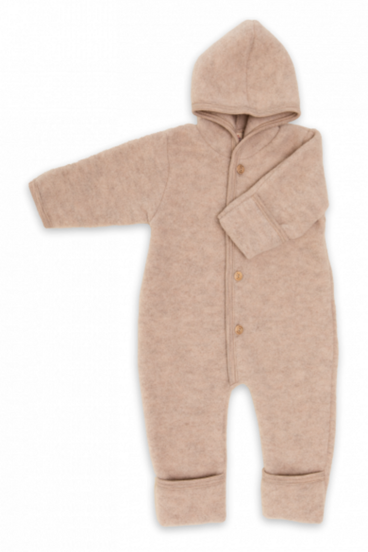 Engel natur Hooded overall with buttons Sand
