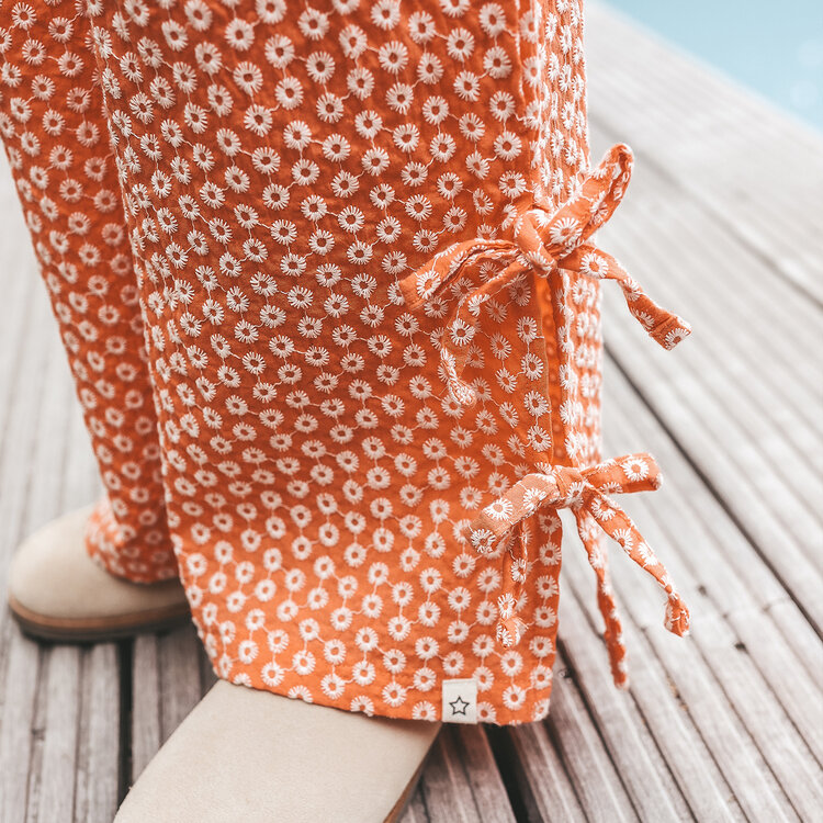 Your Wishes Broderie | Wide Leg Pants - Coral