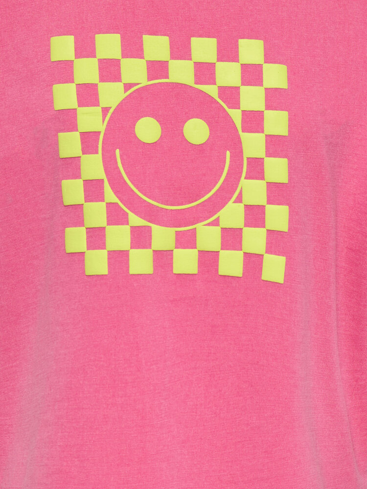 Only KOGPOP LIFE SS  - Magenta Check Smiley