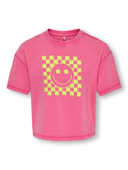Only KOGPOP LIFE SS  - Magenta Check Smiley