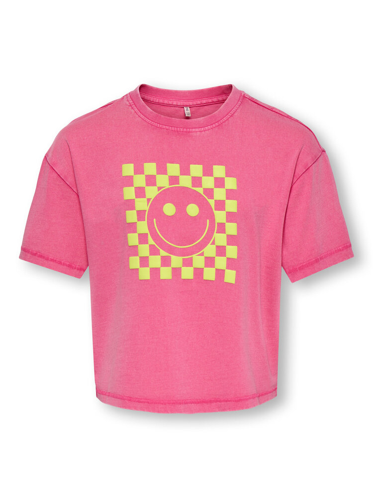 Only KOGPOP LIFE SS  - Magenta Check Smiley