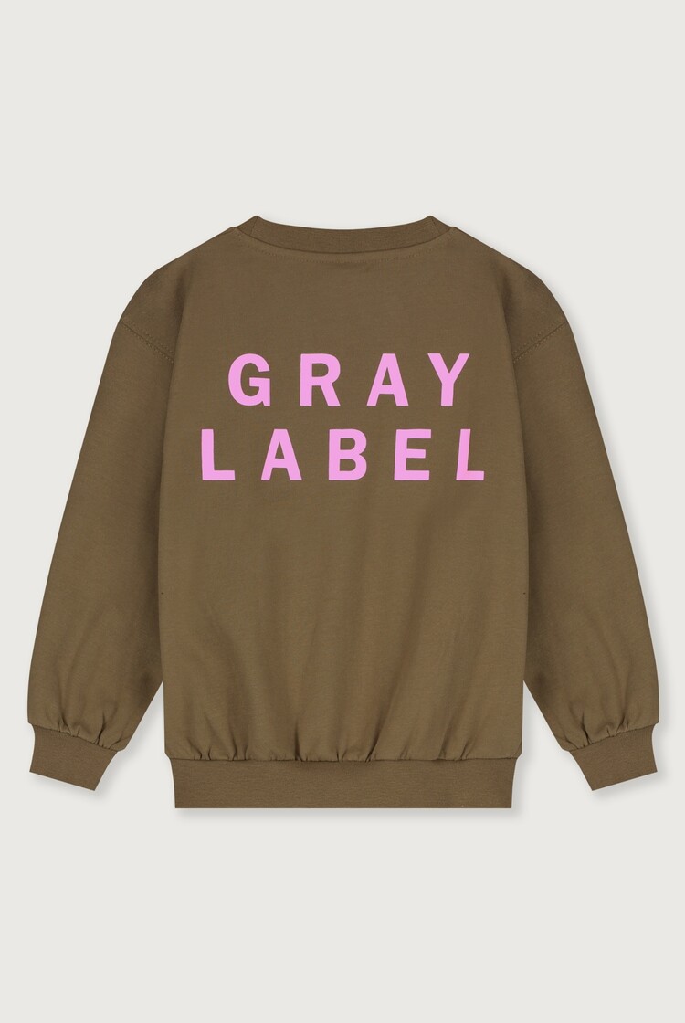 Gray Label Logo Sweater - Woody/Bubblegum