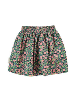 Piupiuchick short skirt | green w/ multicolor flowers