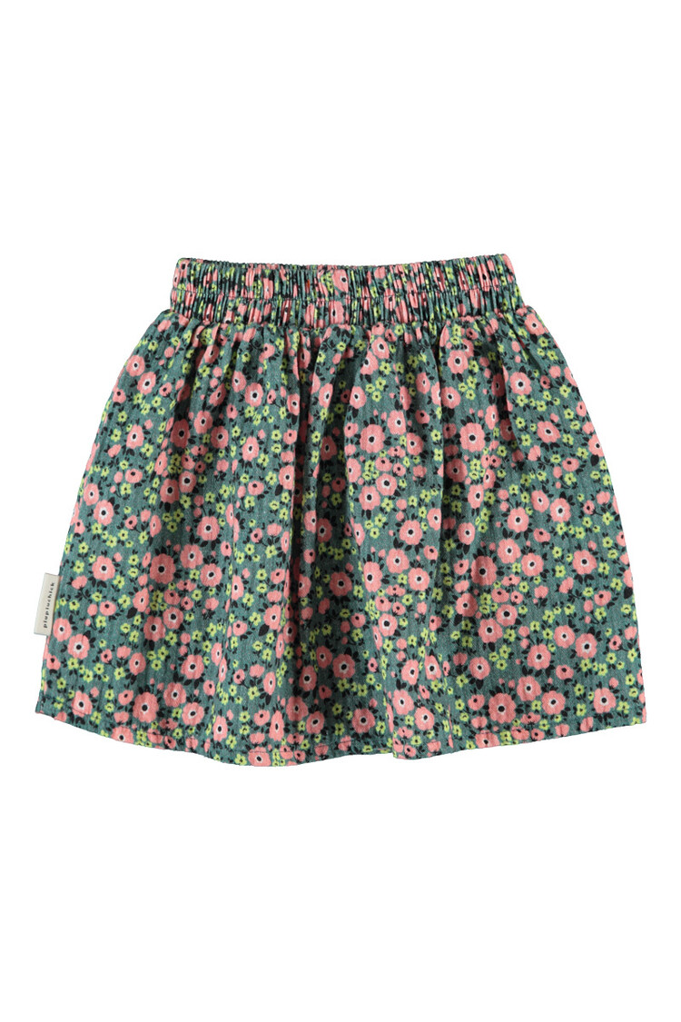 Piupiuchick short skirt | green w/ multicolor flowers
