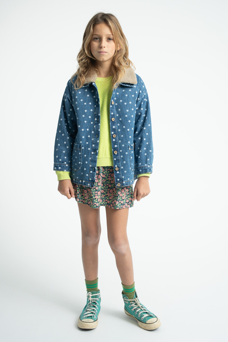 Piupiuchick short skirt | green w/ multicolor flowers