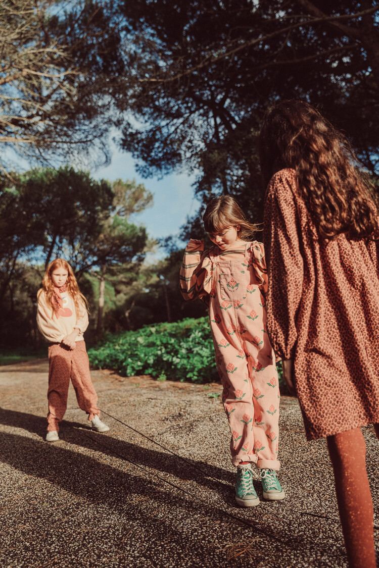 Piupiuchick dungarees | pink w/ big flowers