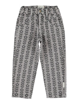 Piupiuchick mom fit trousers | grey w/ black flowers