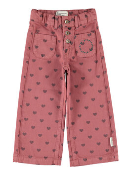 Piupiuchick flare trousers | pink w/ black hearts