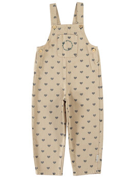 Piupiuchick dungarees | beige w/ black hearts