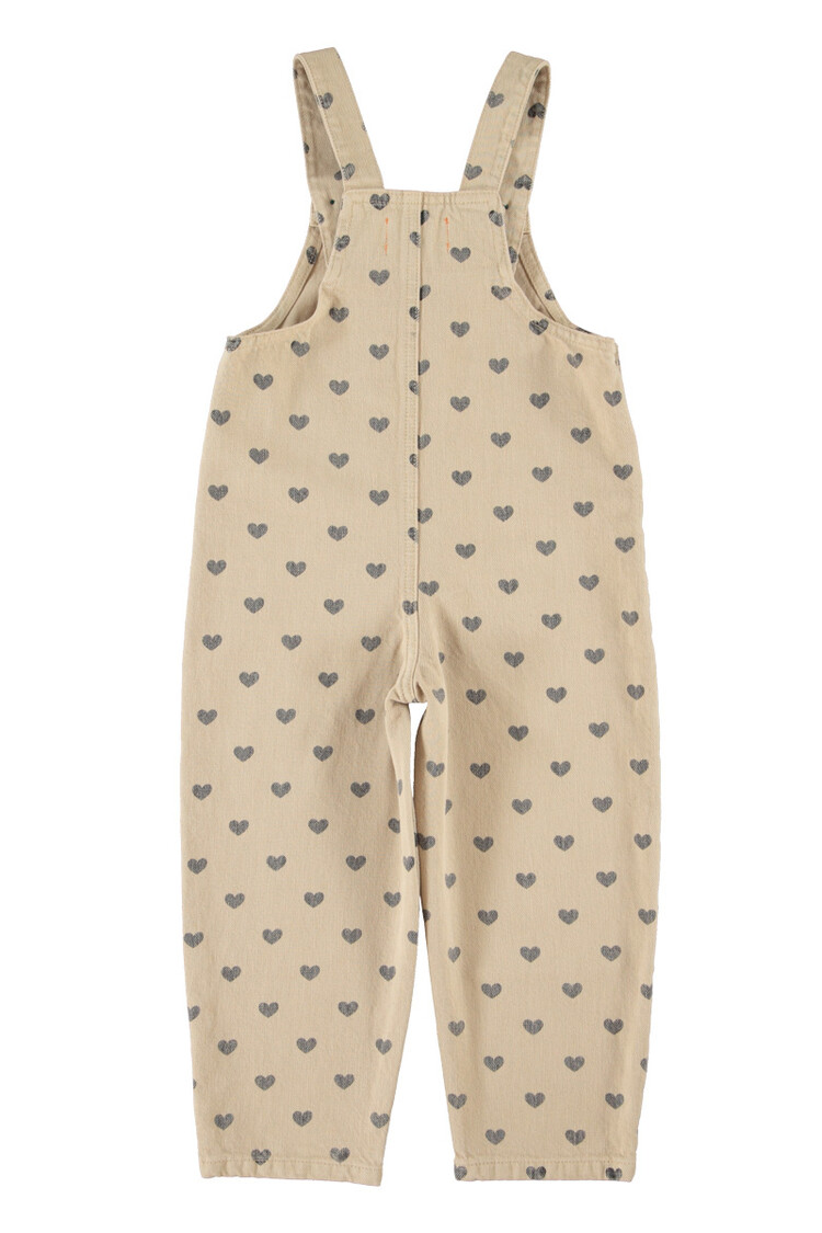 Piupiuchick dungarees | beige w/ black hearts