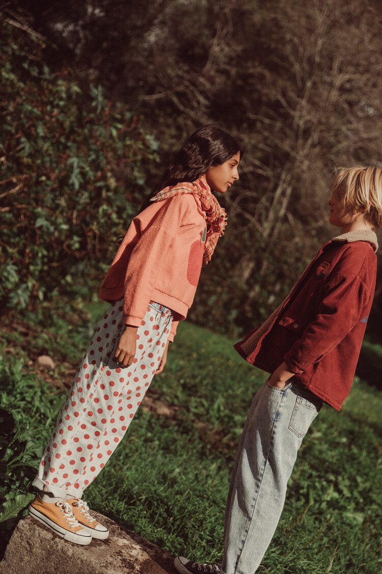 Piupiuchick trousers | light blue denim w/ red dots