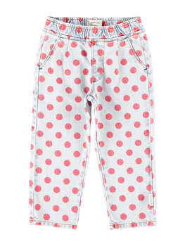 Piupiuchick trousers | light blue denim w/ red dots