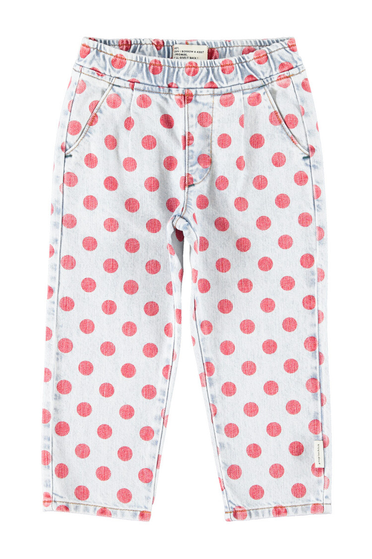 Piupiuchick trousers | light blue denim w/ red dots