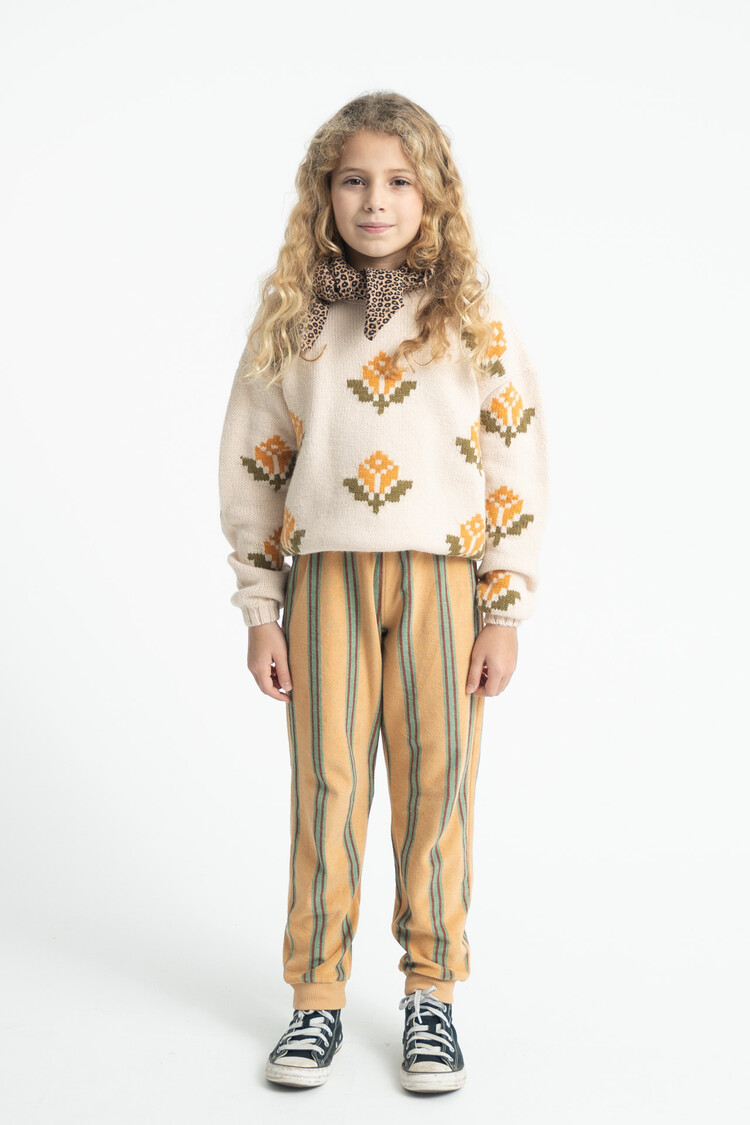 Piupiuchick jacquard sweater | ecru w/ flowers