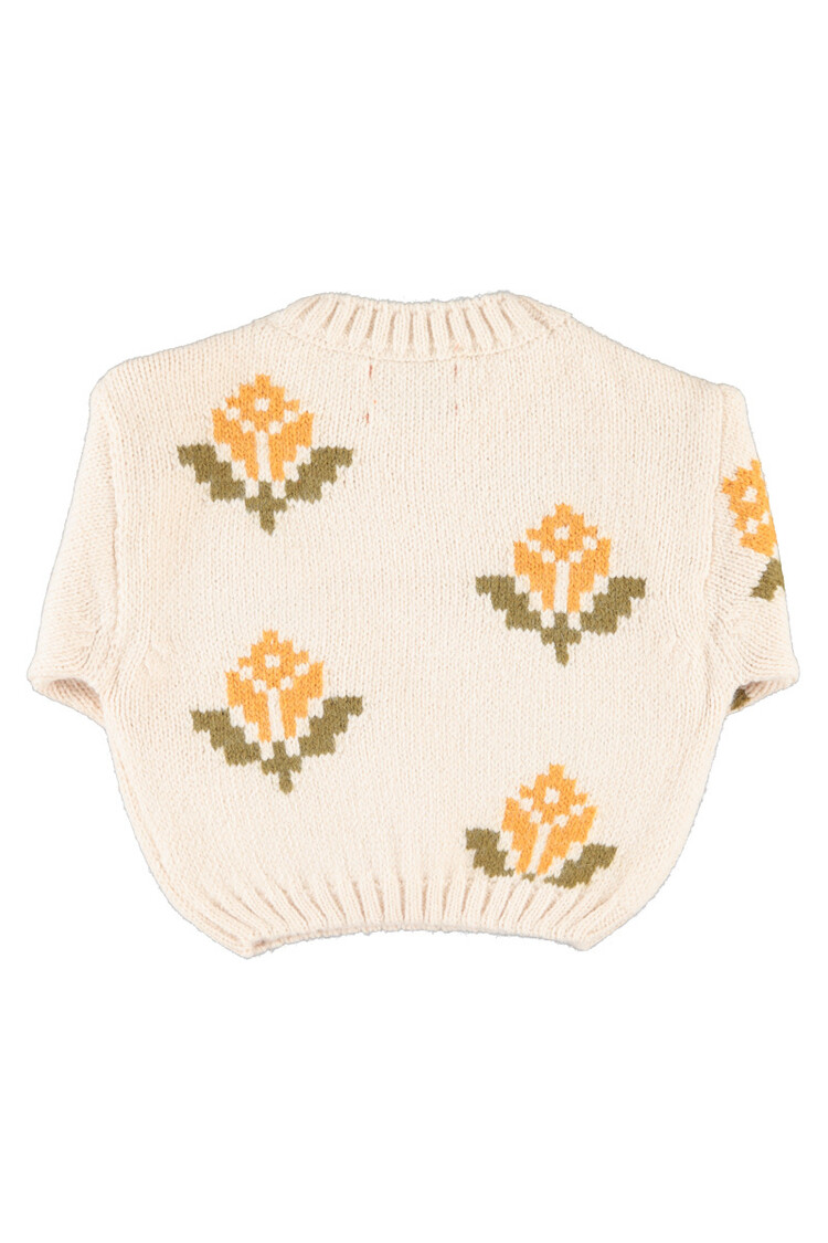 Piupiuchick jacquard sweater | ecru w/ flowers