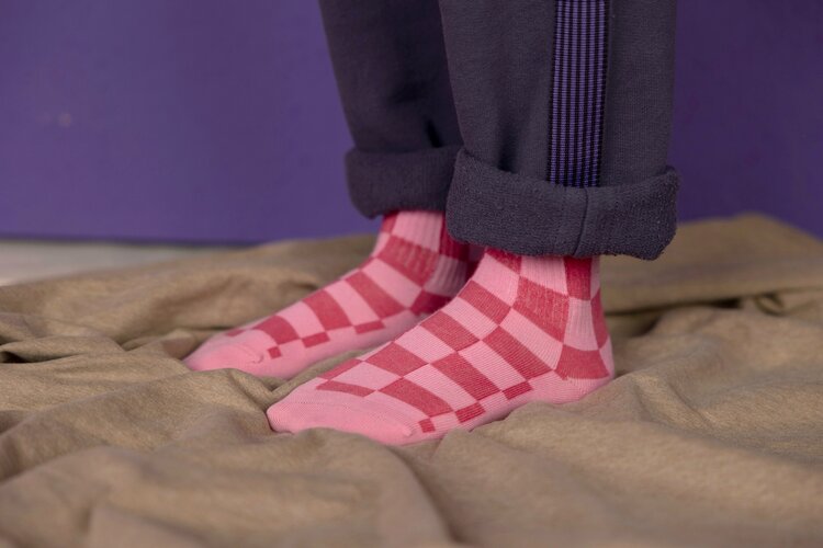 Nixnut Checkered  Socks - Cherry