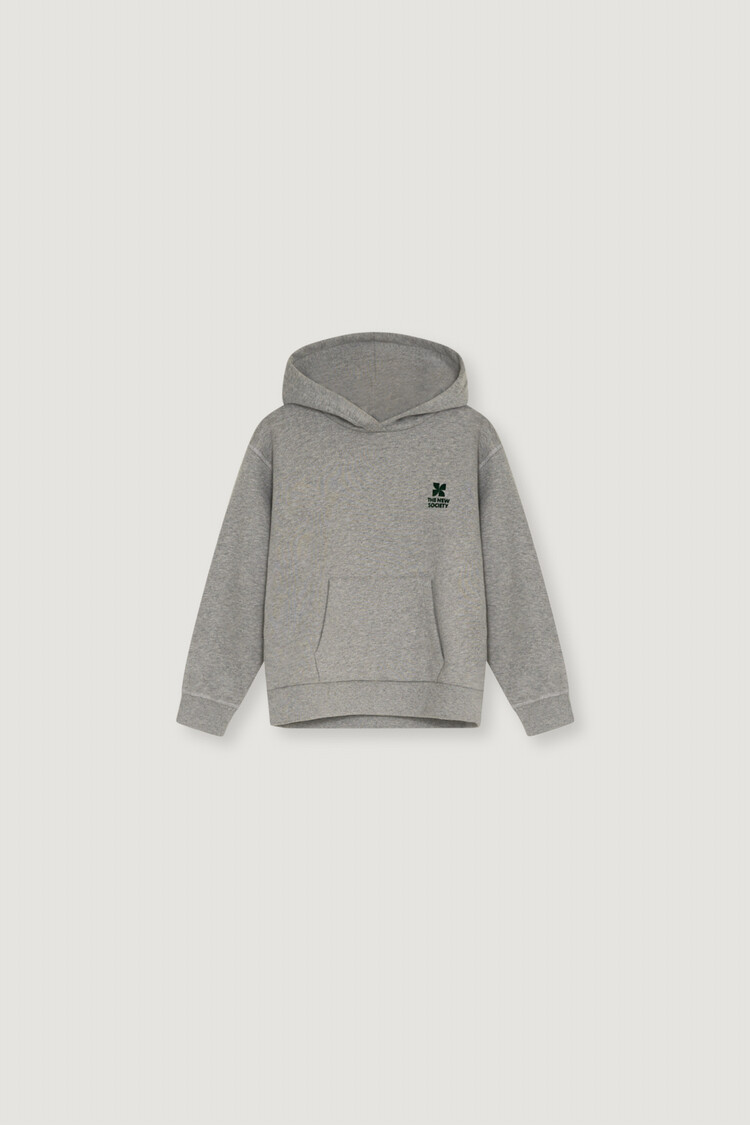 The New Society TNS Logo Hoodie Mid Grey Melange