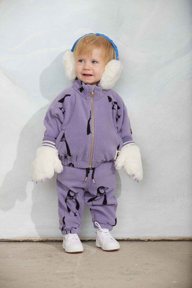 Mini Rodini Penquin aop fleece jacket