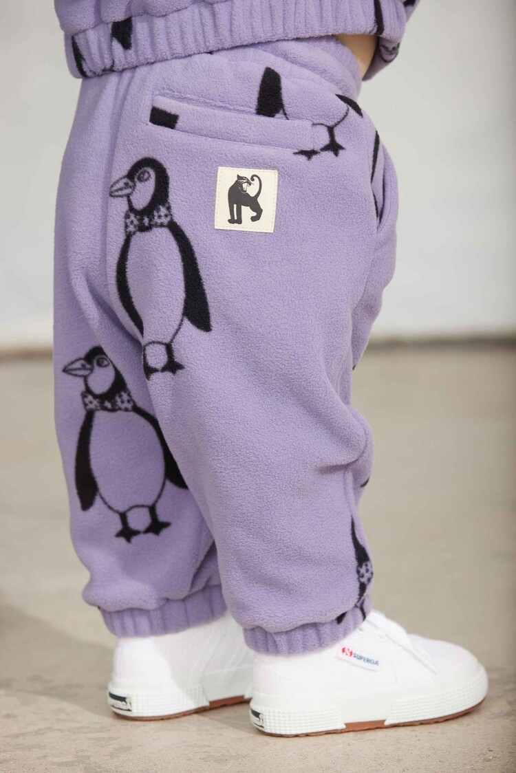 Mini Rodini Penquin aop fleece trousers