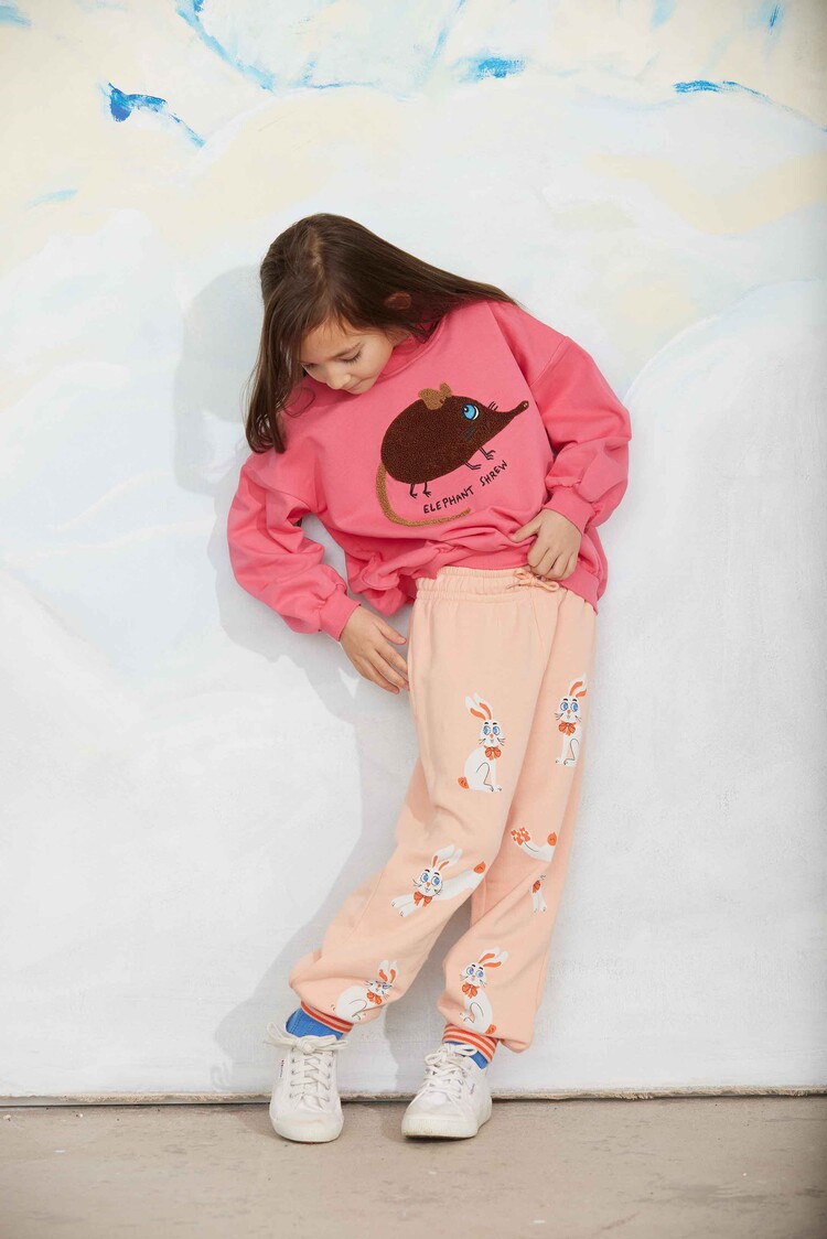 Mini Rodini Elephant shrew chenille sweater pink