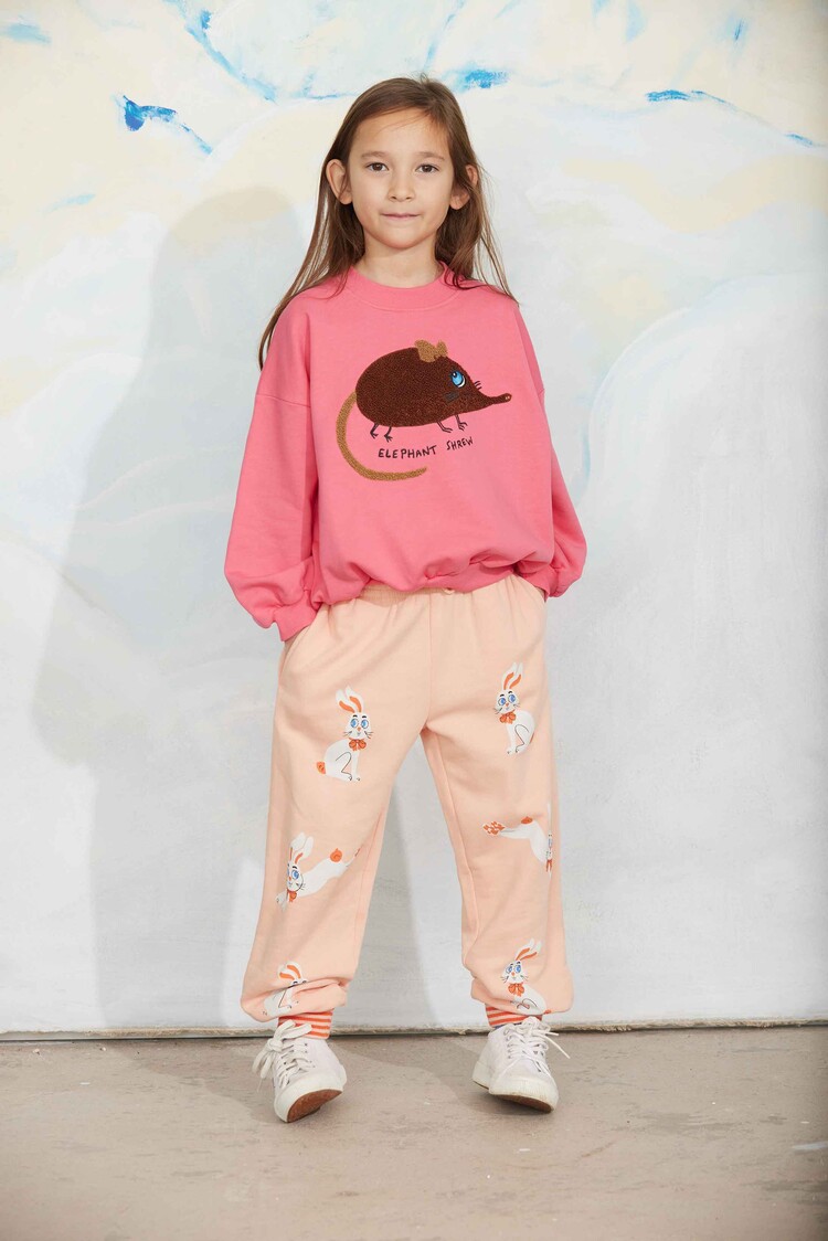 Mini Rodini Elephant shrew chenille sweater pink