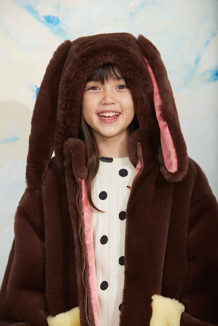 Mini Rodini Rabbit ear faux fur jacket