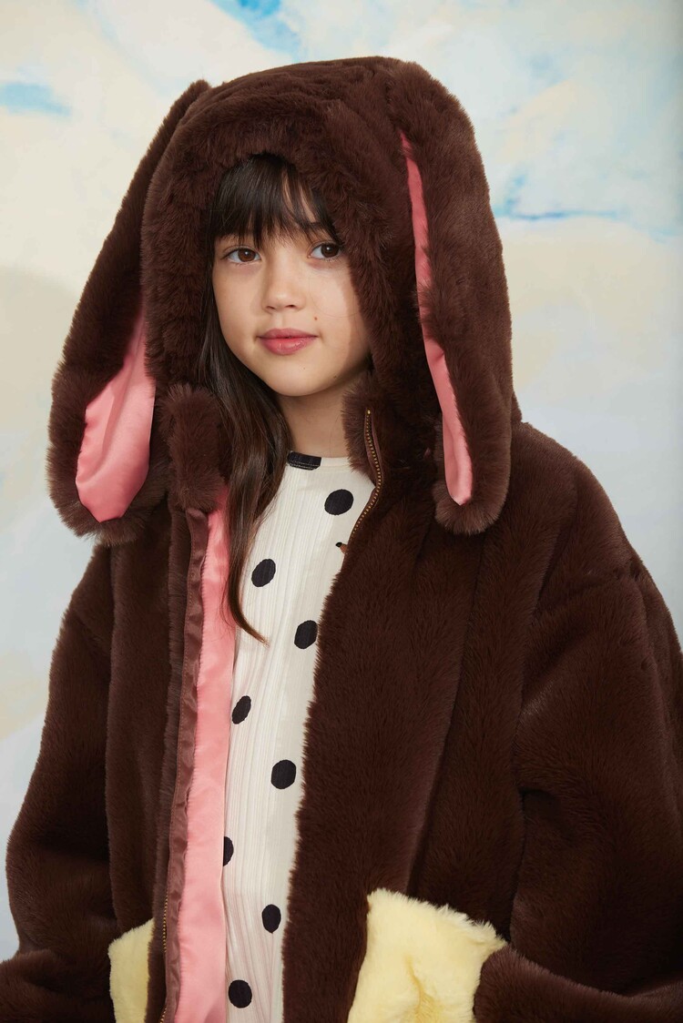Mini Rodini Rabbit ear faux fur jacket
