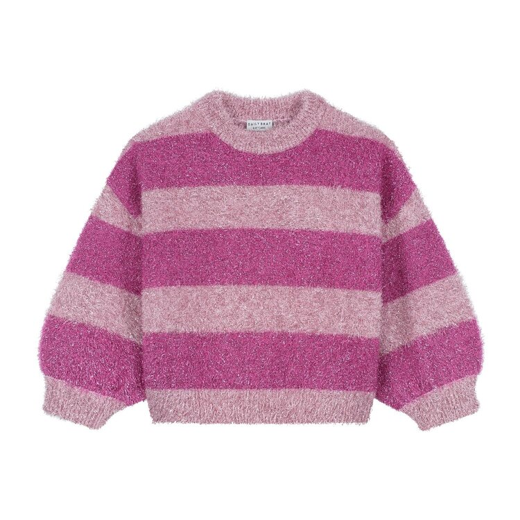Daily Brat PINK GLITTER STRIPE SWEATER