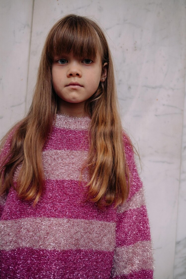 Daily Brat PINK GLITTER STRIPE SWEATER