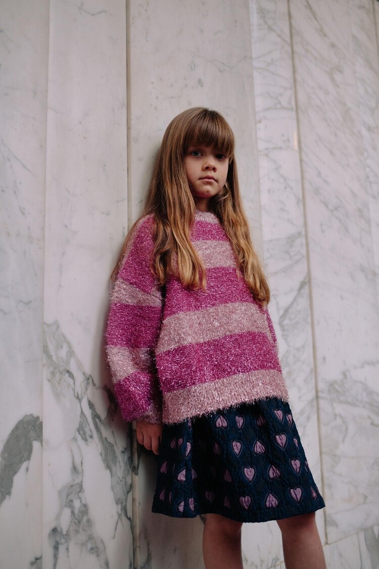 Daily Brat PINK GLITTER STRIPE SWEATER