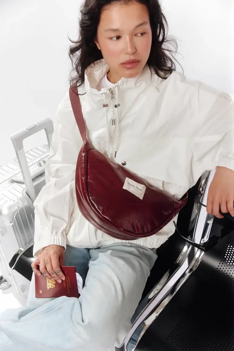 Studio Noos Vegan Leather Mini Cross Body Bag - Burgundy