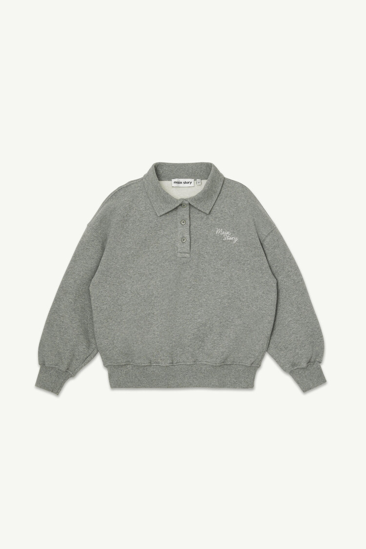 Main Story Polo Sweatshirt - Grey Melange Fleece