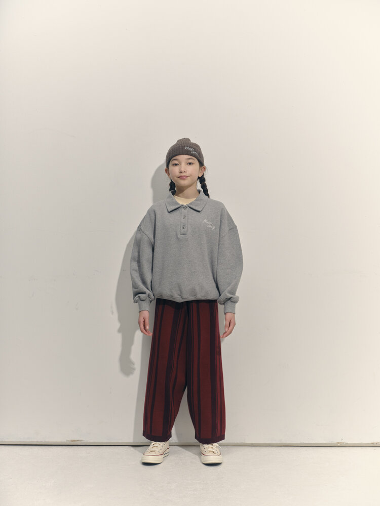 Main Story Polo Sweatshirt - Grey Melange Fleece