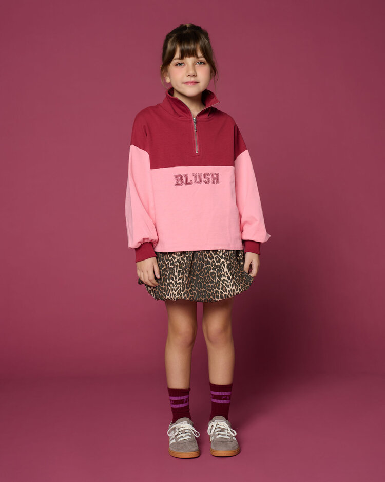 Petit Blush Zipper sweater blush / color block