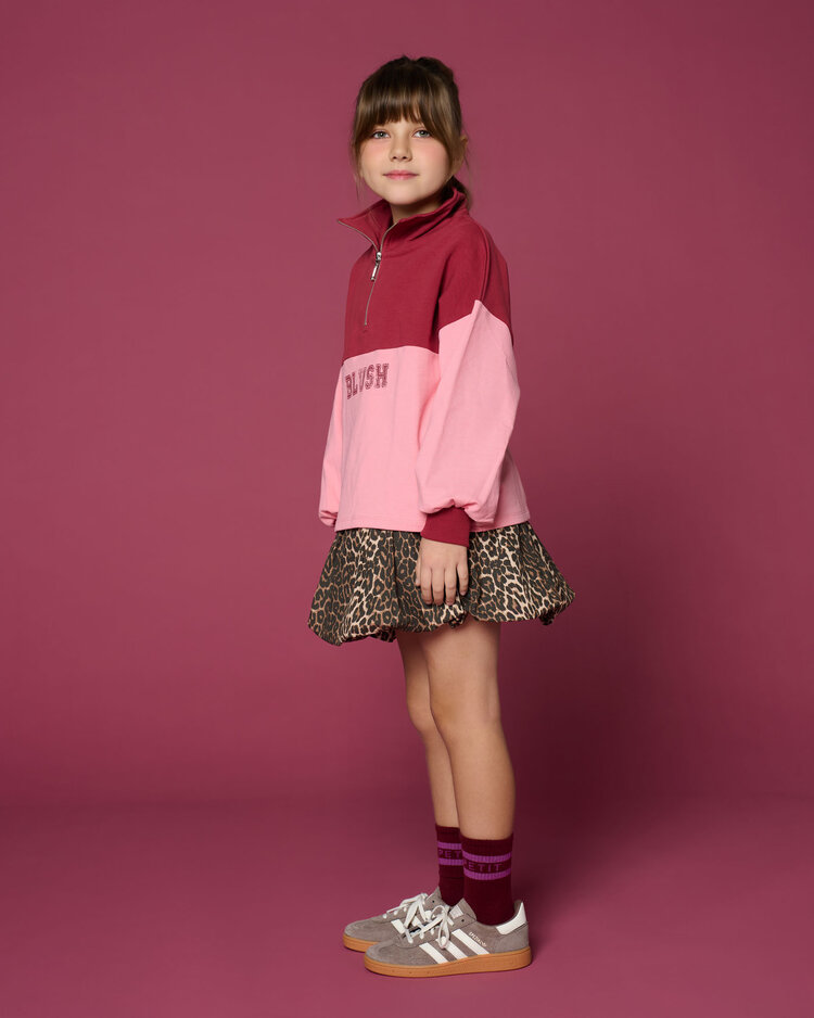Petit Blush Zipper sweater blush / color block