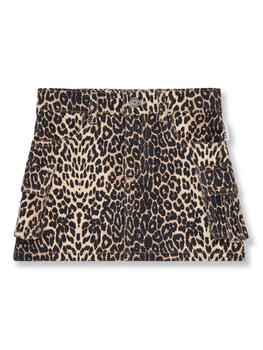 Petit Blush Denim cargo skirt leopard aop