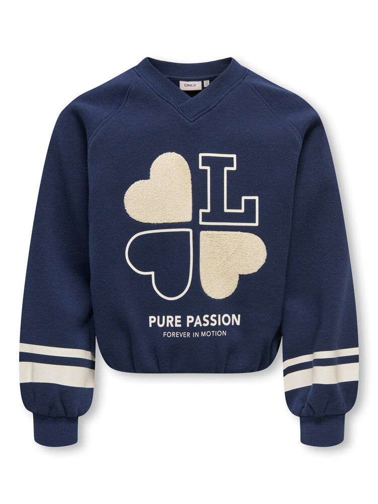Only KOGCOLETTA L/S V-NECK PRINT- navy