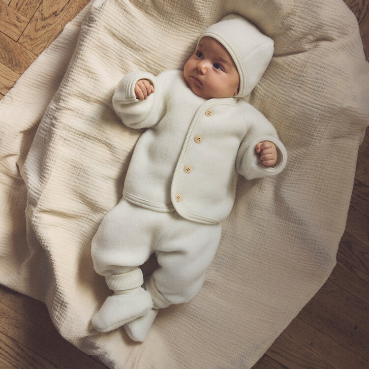 HUTTEliHUT Jacket Wool Fleece w. Buttons- Tofu